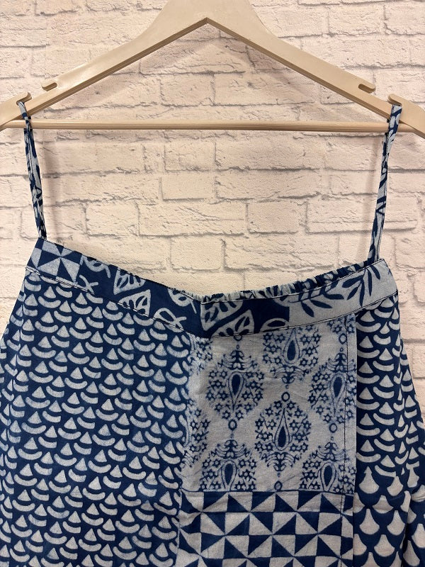 Indigo Patch Hand Block Printed Skorts