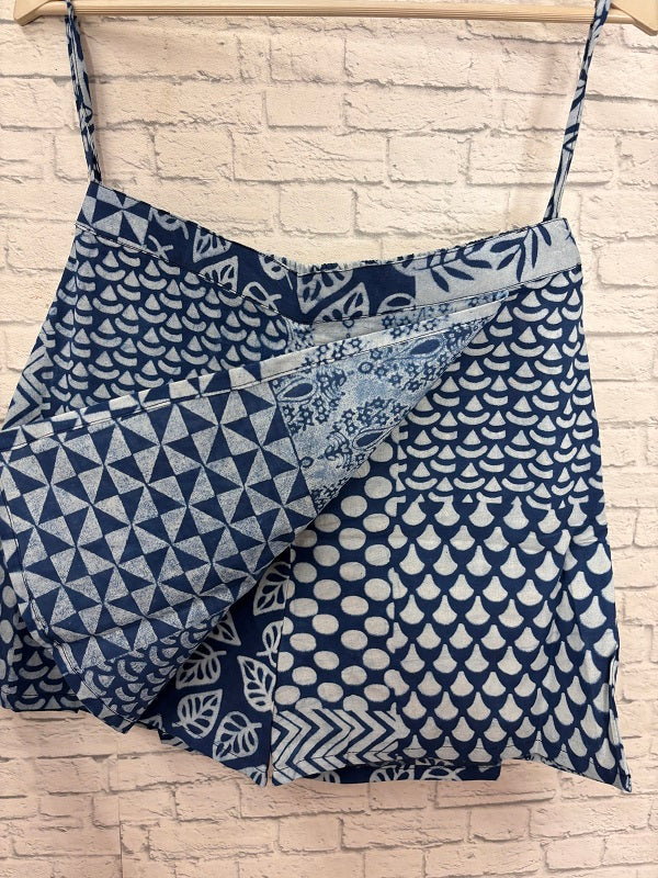 Indigo Patch Hand Block Printed Skorts