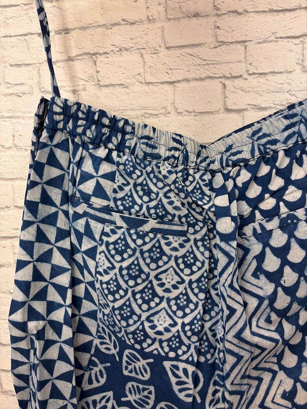 Indigo Patch Hand Block Printed Skorts