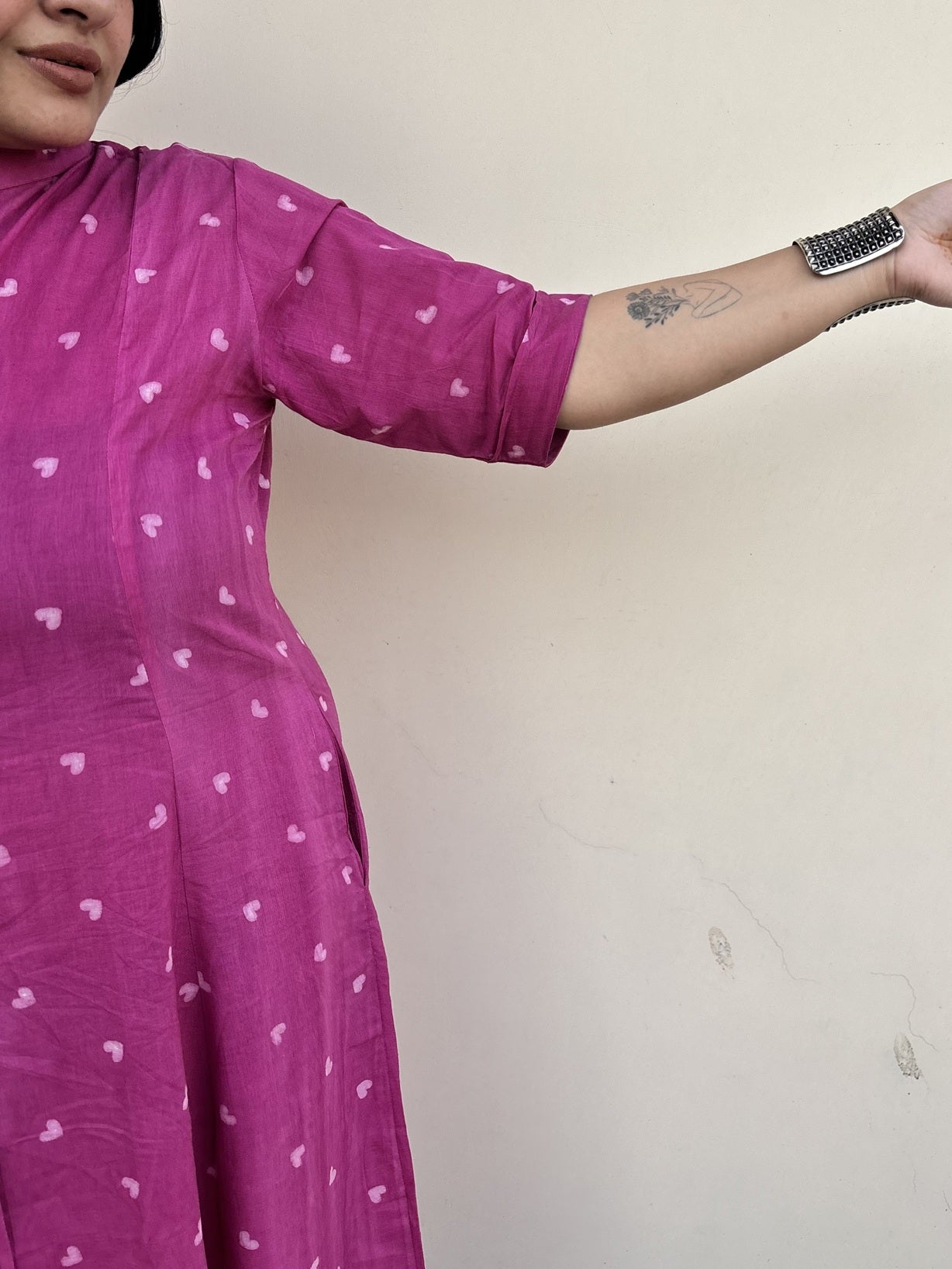 Dilsa Hand Block printed A Line Maxi Shirt Dress