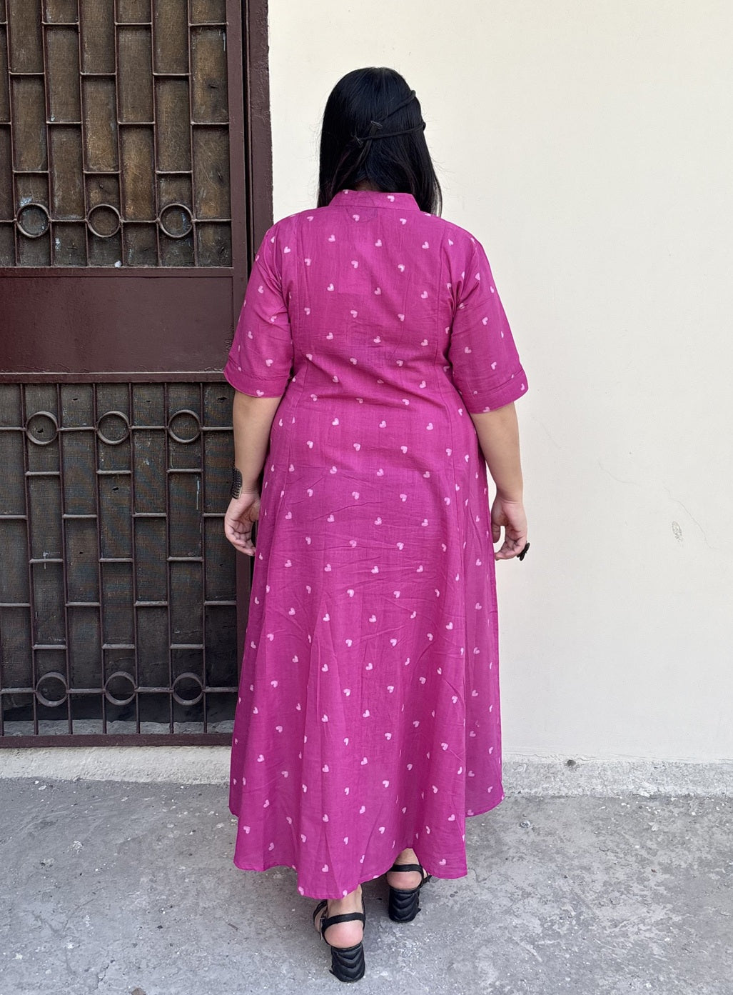 Dilsa Hand Block printed A Line Maxi Shirt Dress