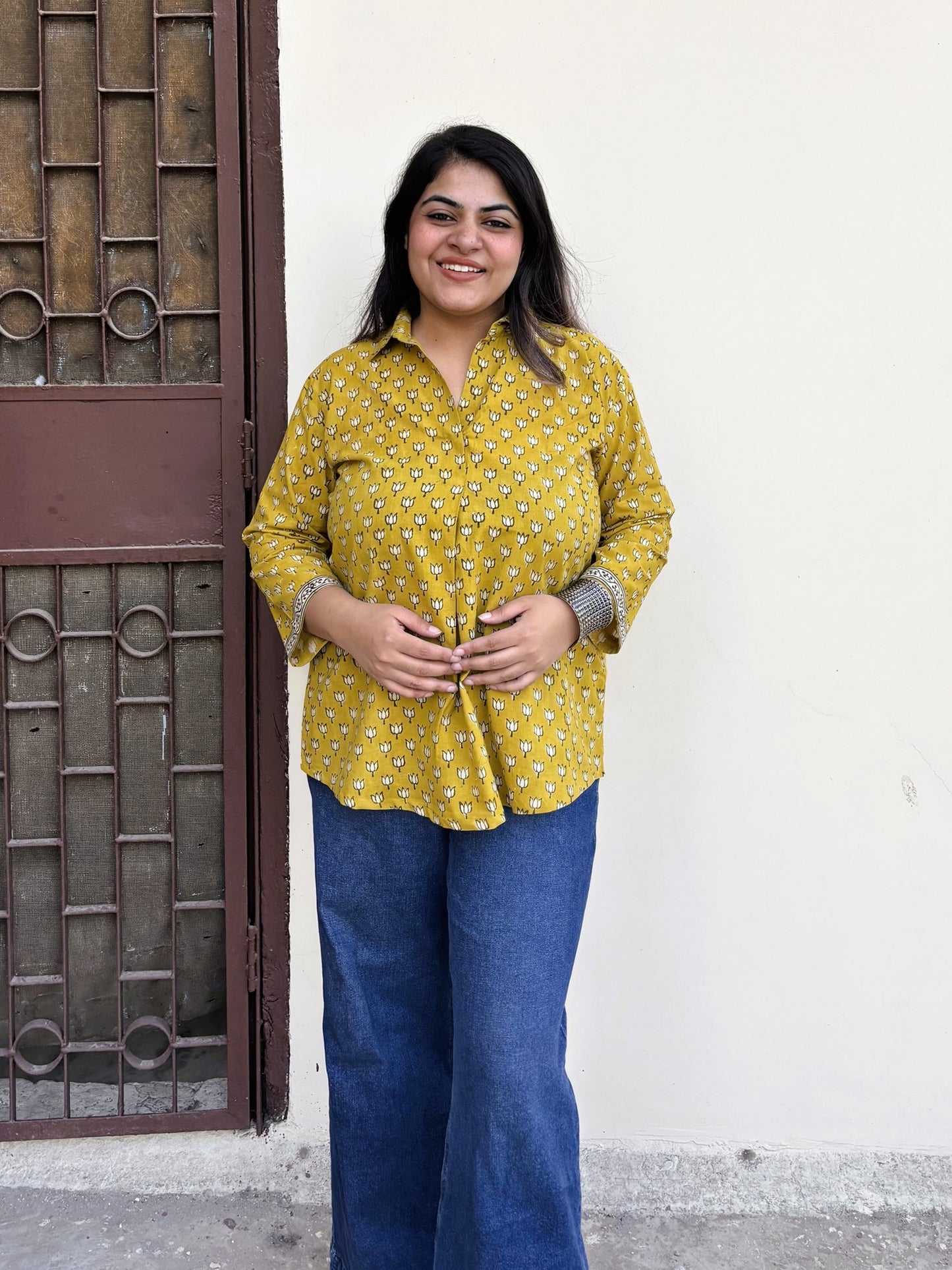 Reva A Line Relaxed Fit Top with Collar