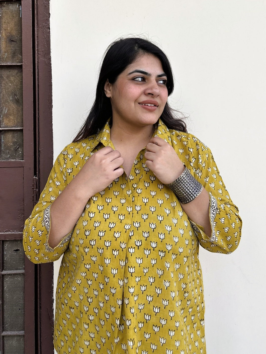 Reva A Line Relaxed Fit Top with Collar