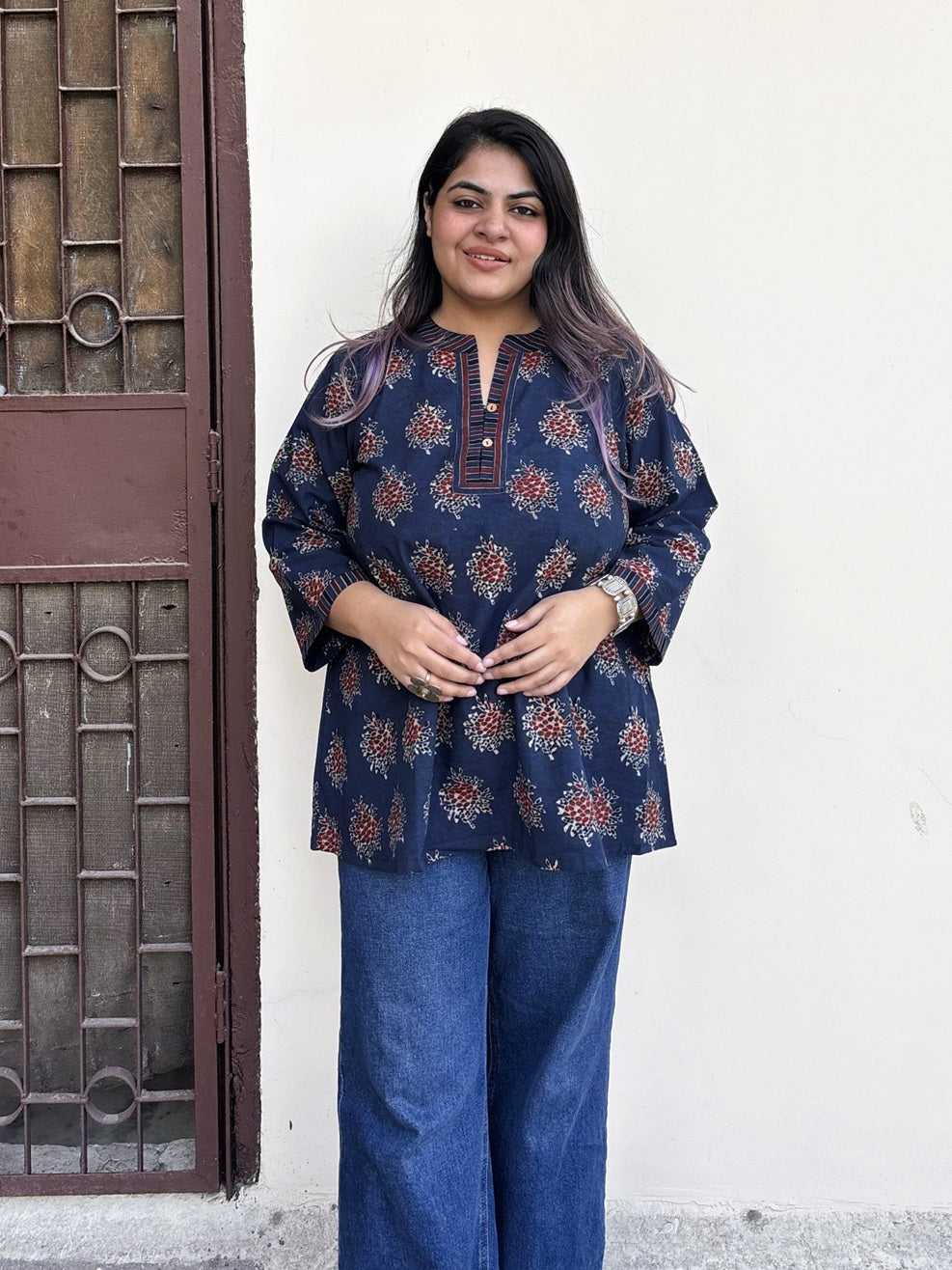 Falak Cotton Hand Block Printed Short Kurti