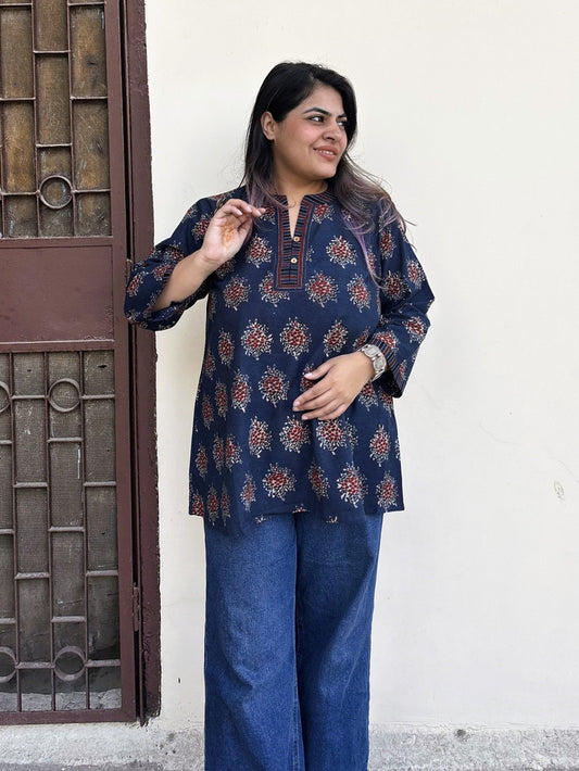 Falak Cotton Hand Block Printed Short Kurti