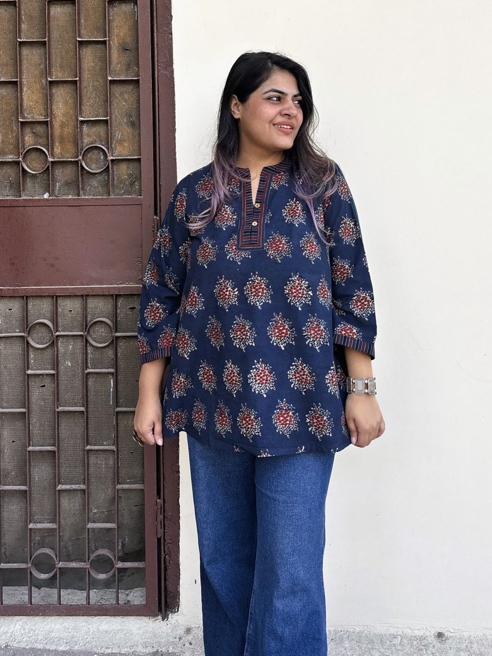 Falak Cotton Hand Block Printed Short Kurti