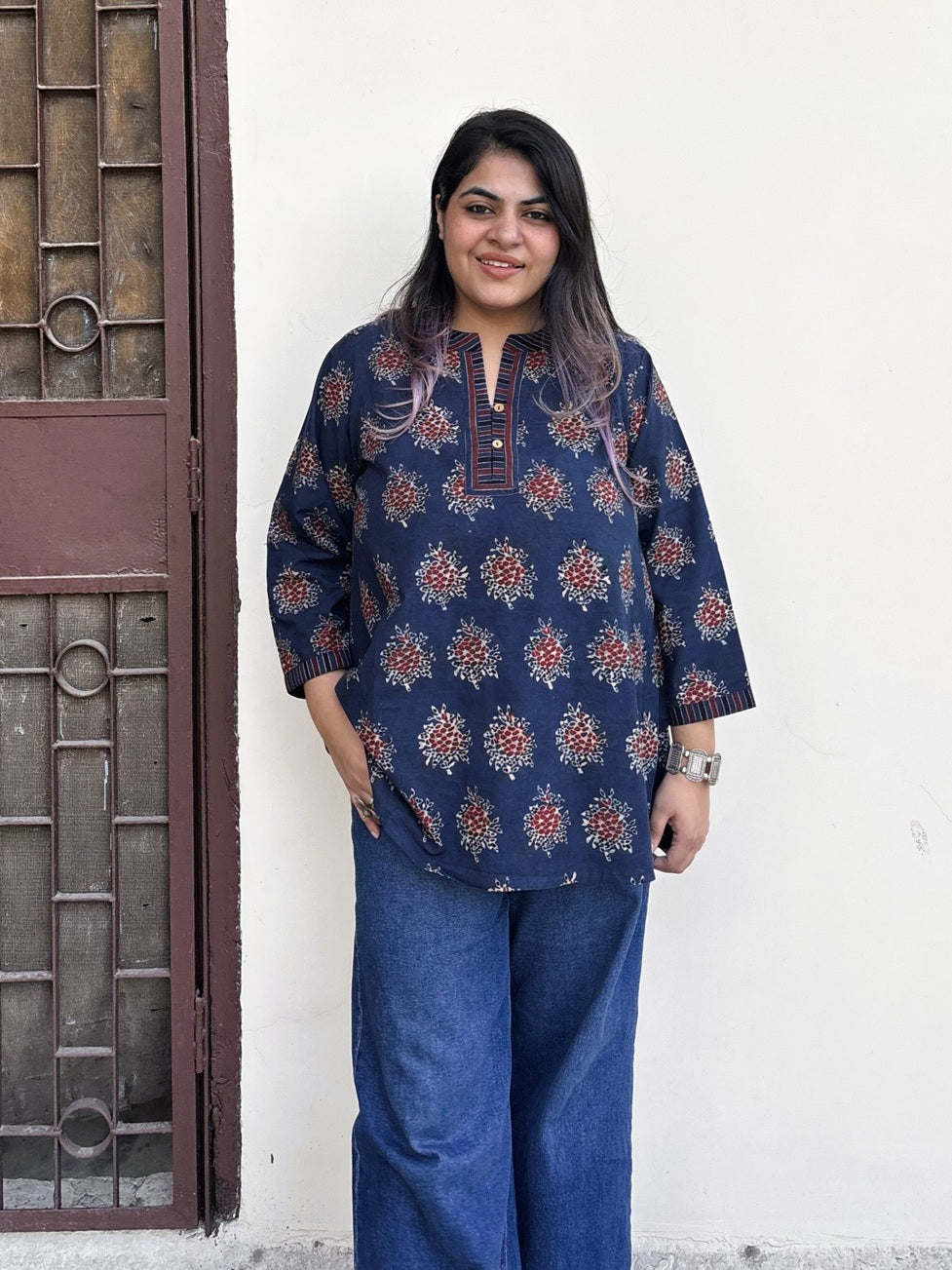 Falak Cotton Hand Block Printed Short Kurti