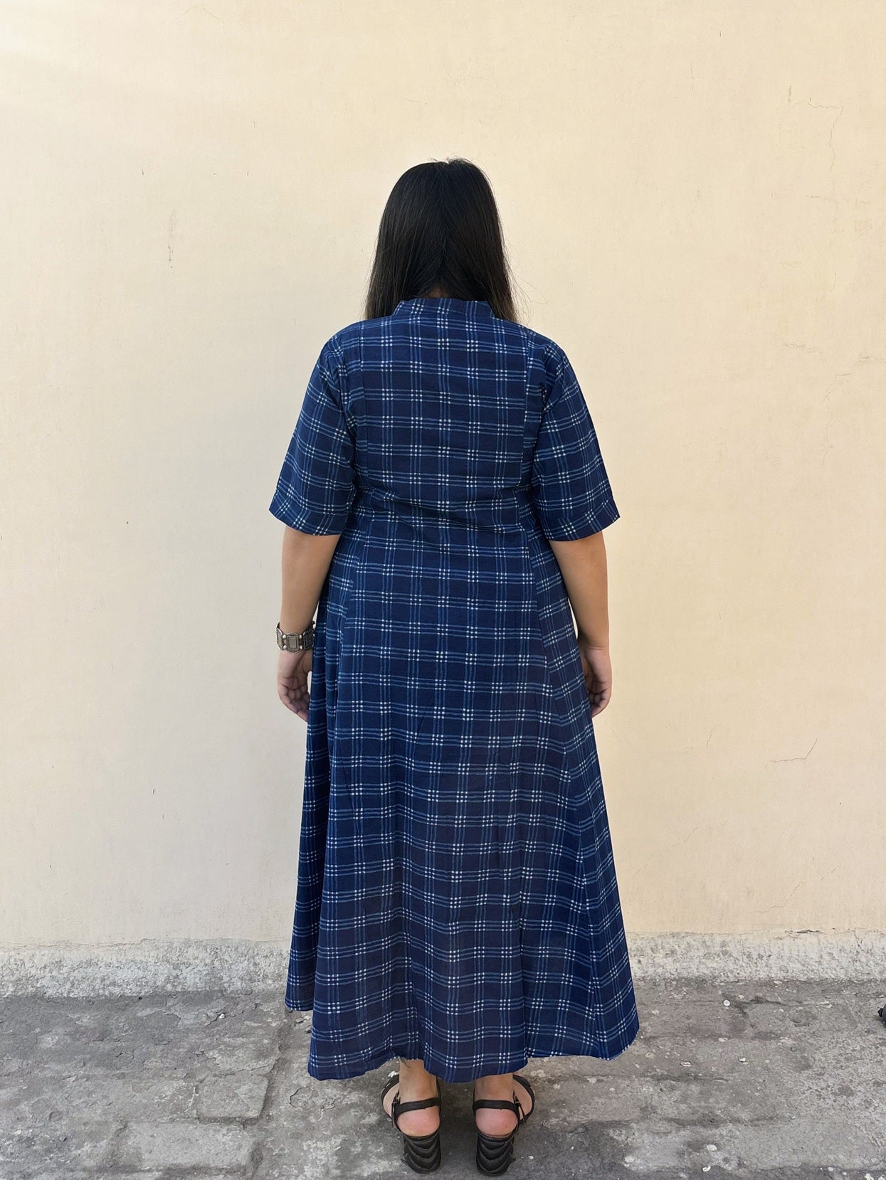 Neel Rekha Hand Block printed A Line Maxi Shirt Dress