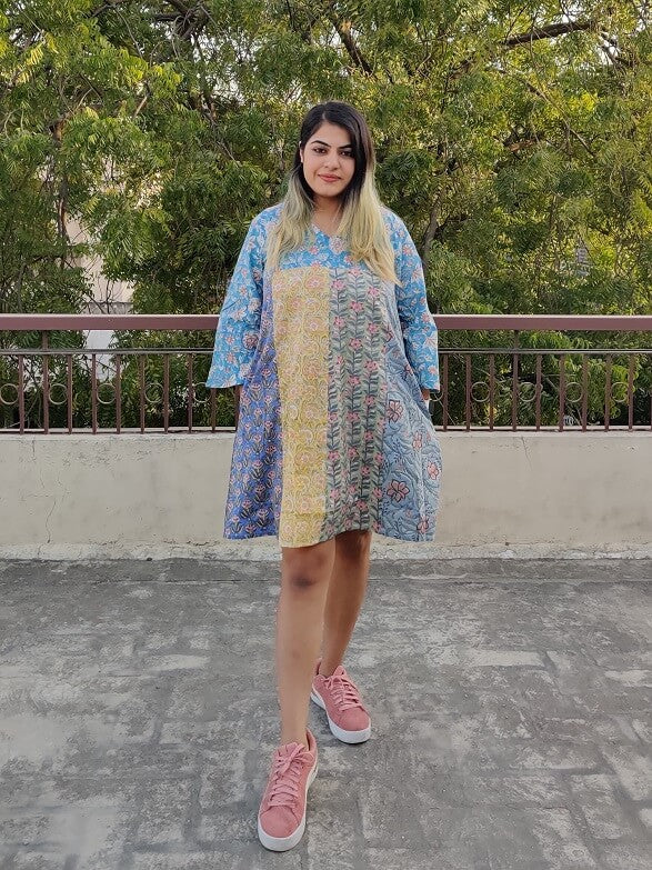 Riot of Colors : Hand Block Printed Second Edition Short Dress